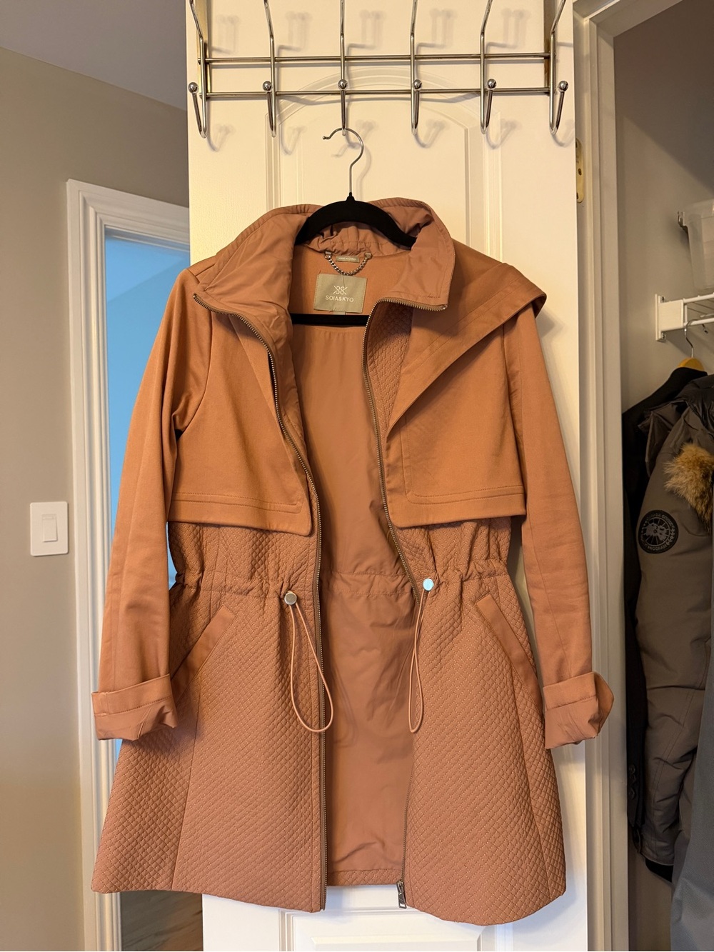 SOIA & KYO Women's Quilted Trench Coat - Peach